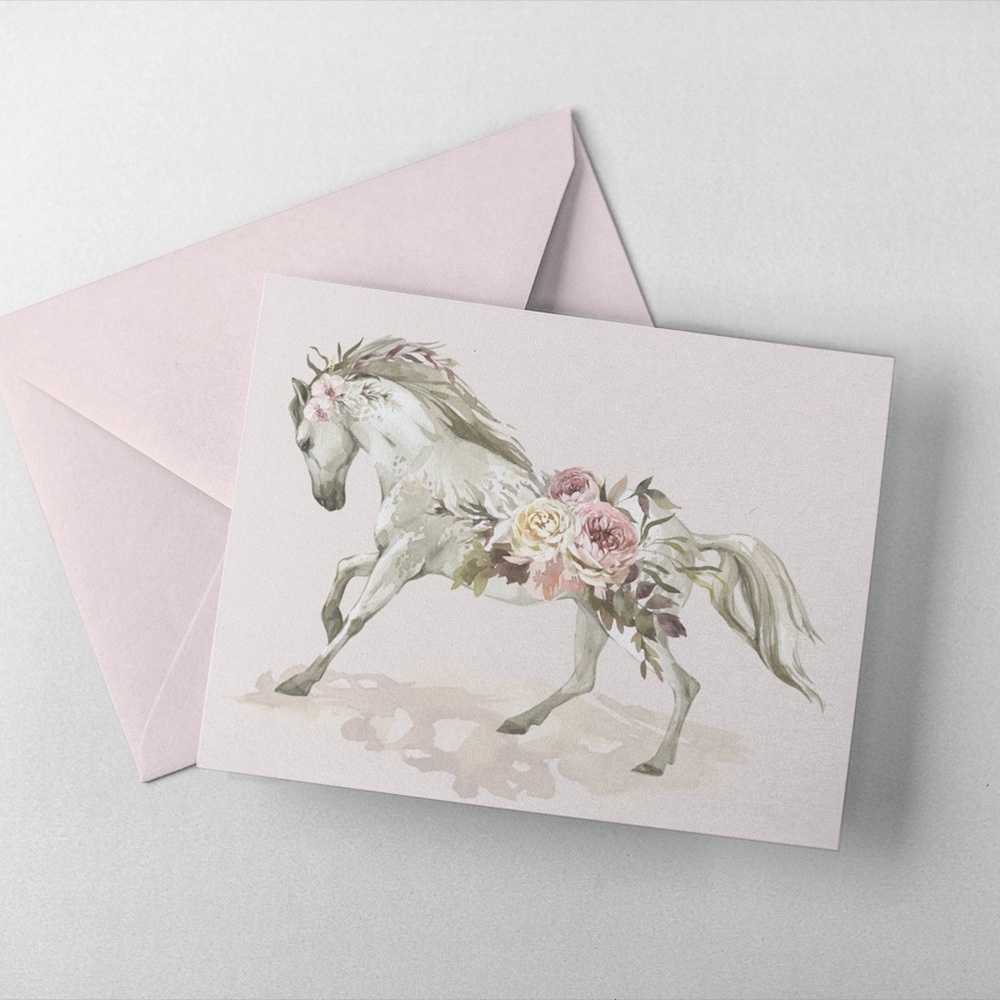 Floral Horse Watercolor Illustration Wall Art Print Poster Unframed - Picture 6 of 16